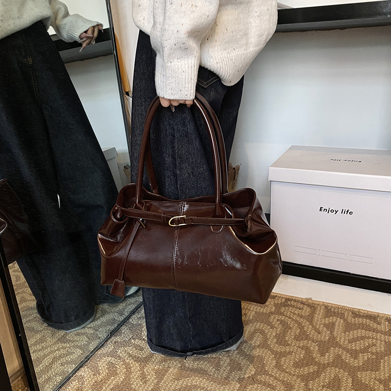 Shoulder Bag Structured - 2025 New Lady's Handbag Vintage Brown