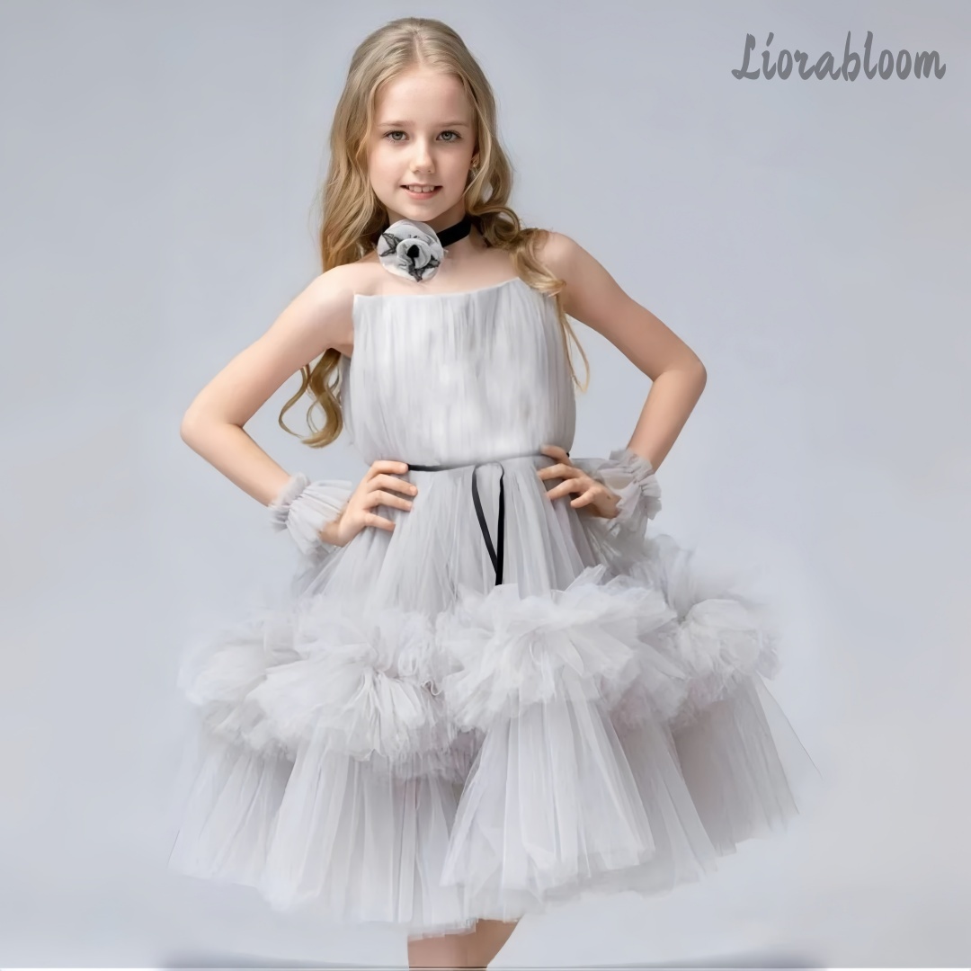 Formal Attire Woman - Girls' Exquisite Tulle Gown Custom-Made Lace-Up