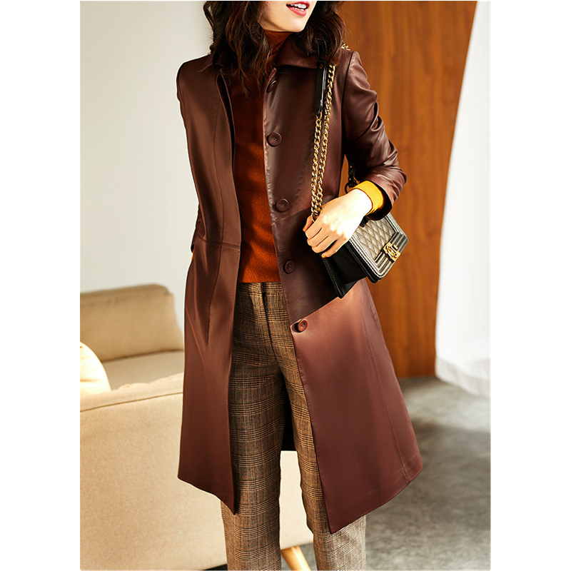 Women's Large Size Leather Coa – Trench Coat Formal Bewertung und Preis
