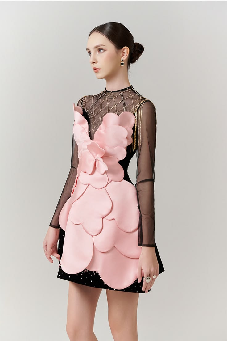 Gothic Black Pink Floral Mini  – Women Formal Wear Dress Bewertung und Preis