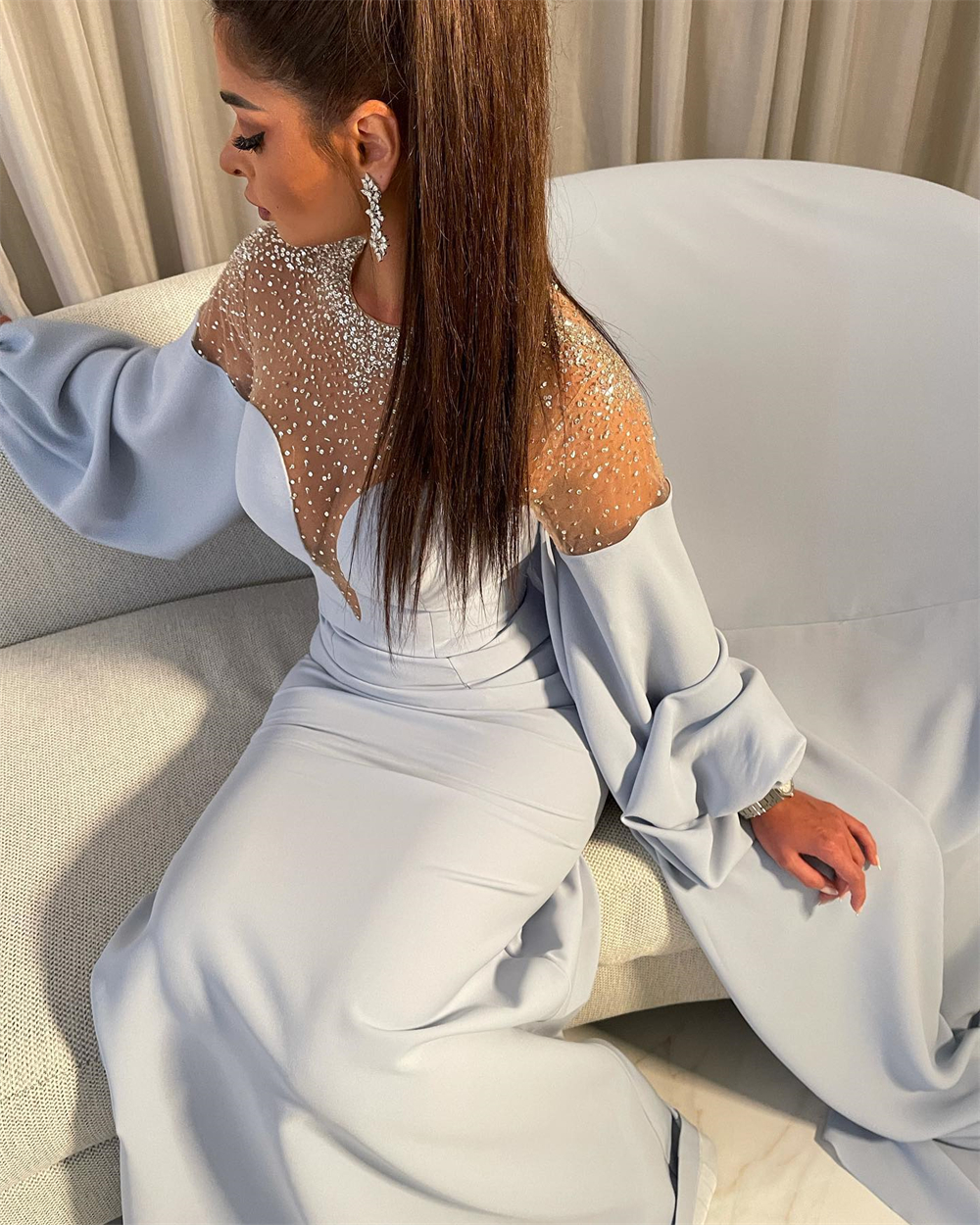 Santorini Sheer Neck Beaded Pr – Women Formal Wear Dubai Bewertung und Preis