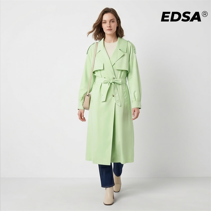 EDSA Women Green Trench Style  – Trench Coat Formal Bewertung und Preis
