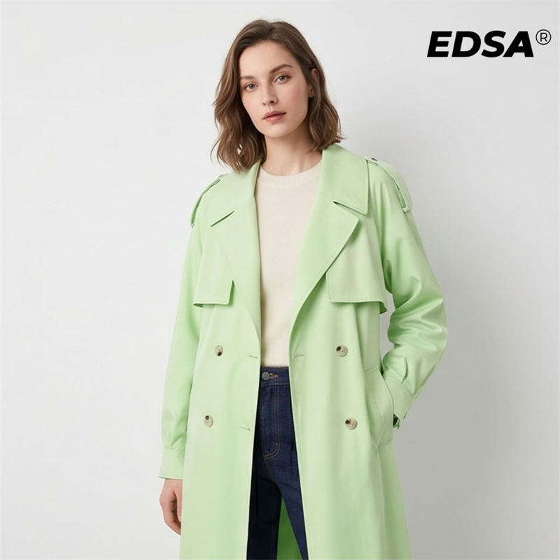 EDSA Women Green Trench Style  – Trench Coat Formal Bewertung und Preis