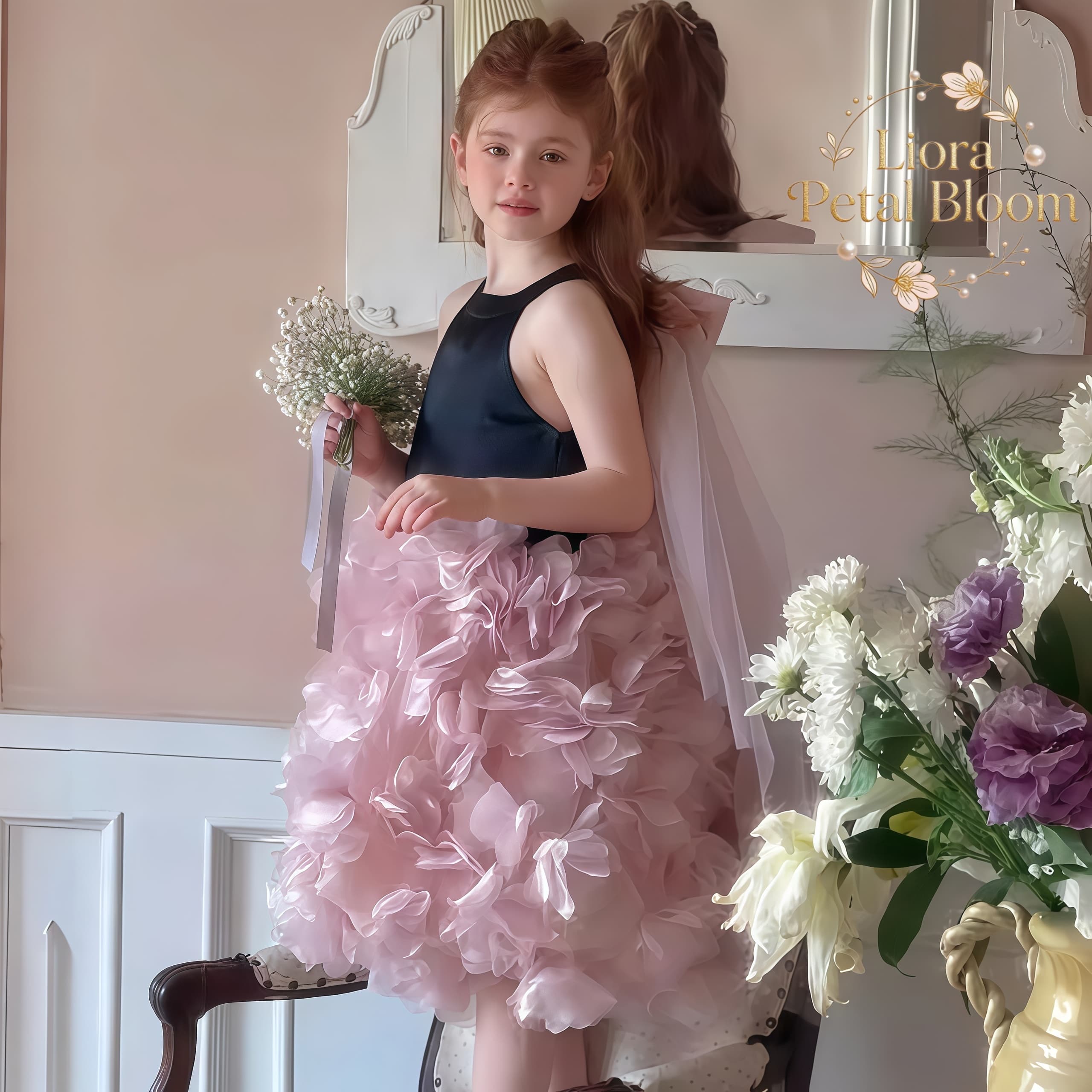 Girls' Black Floral Tulle Dres – Formal Attire Woman Bewertung und Preis