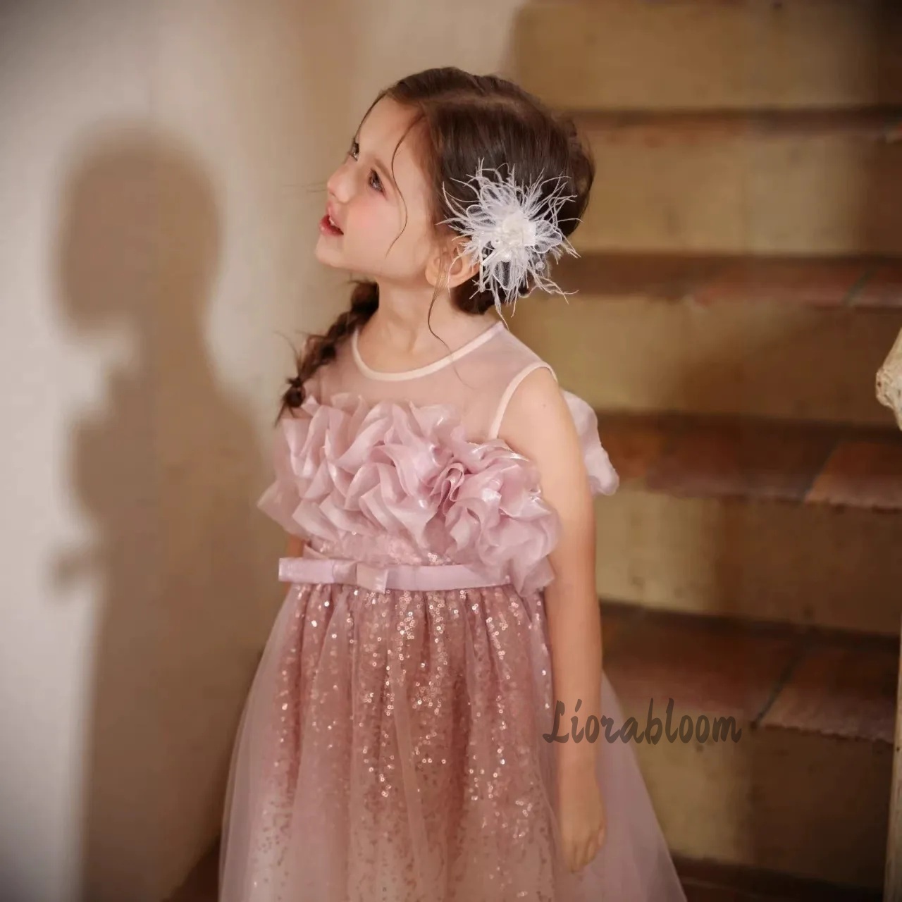 Girls' Pink Wavy Tulle Formal  – Formal Attire Woman Bewertung und Preis