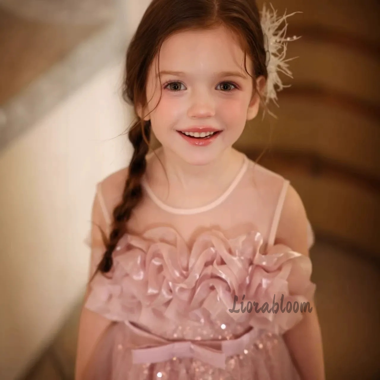 Girls' Pink Wavy Tulle Formal  – Formal Attire Woman Bewertung und Preis