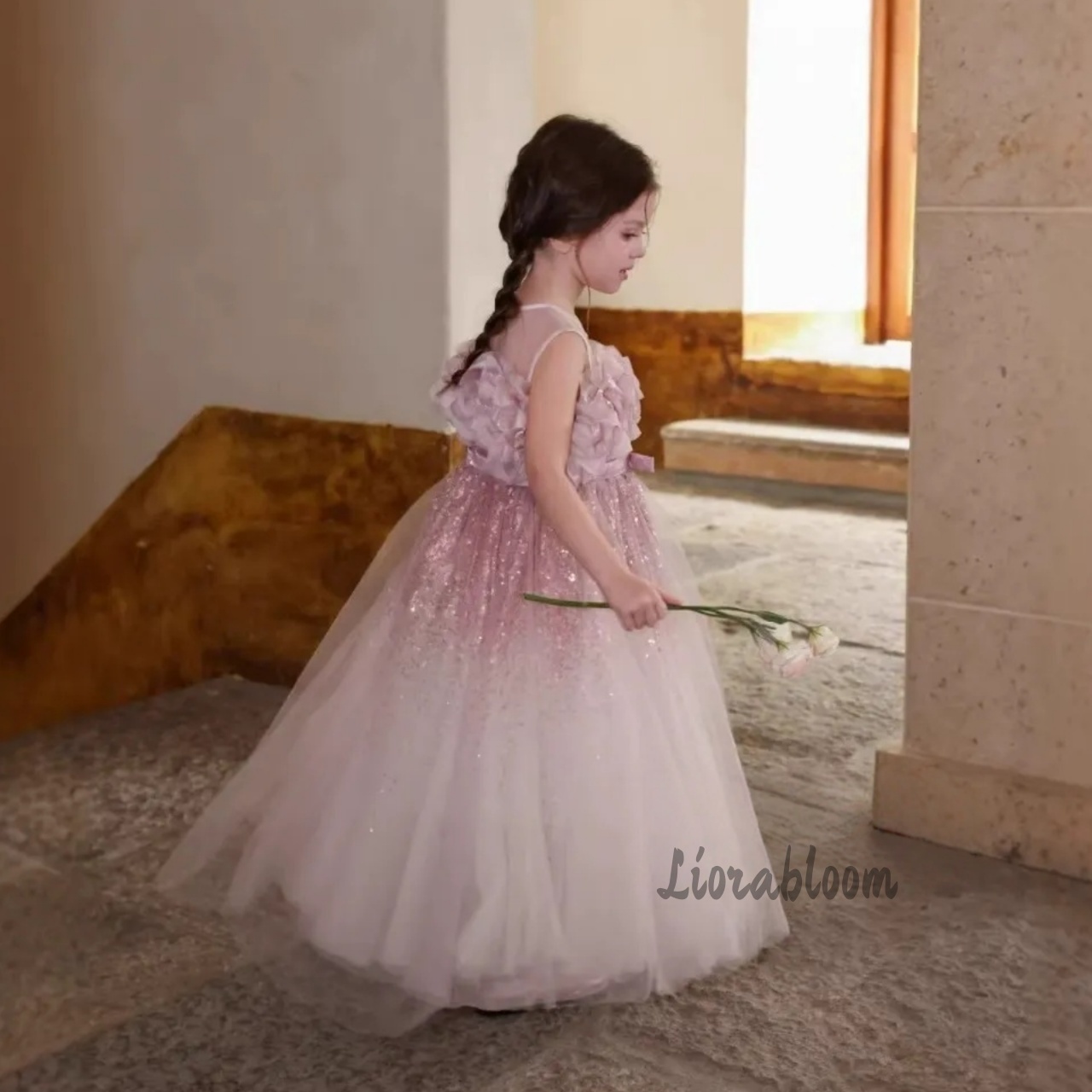 Girls' Pink Wavy Tulle Formal  – Formal Attire Woman Bewertung und Preis