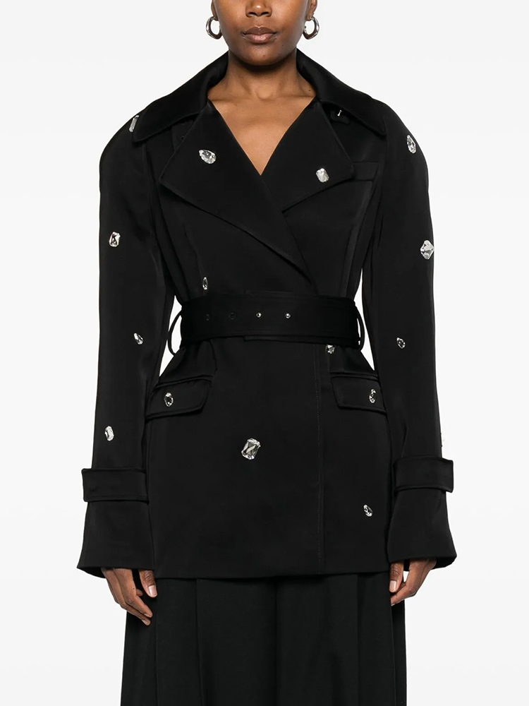 Black Double-Breasted Trench C – Trench Coat Formal Bewertung und Preis