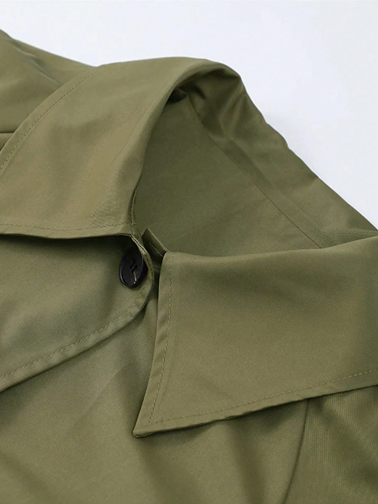 New In Plaid Lining Solid Tren – Trench Coat Formal Bewertung und Preis