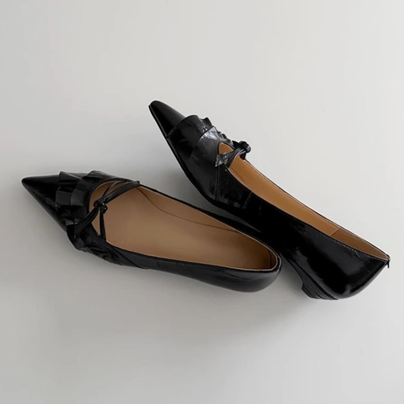 Elegant Leather Ruffles Low-he – Kitten Heel Women Bewertung und Preis