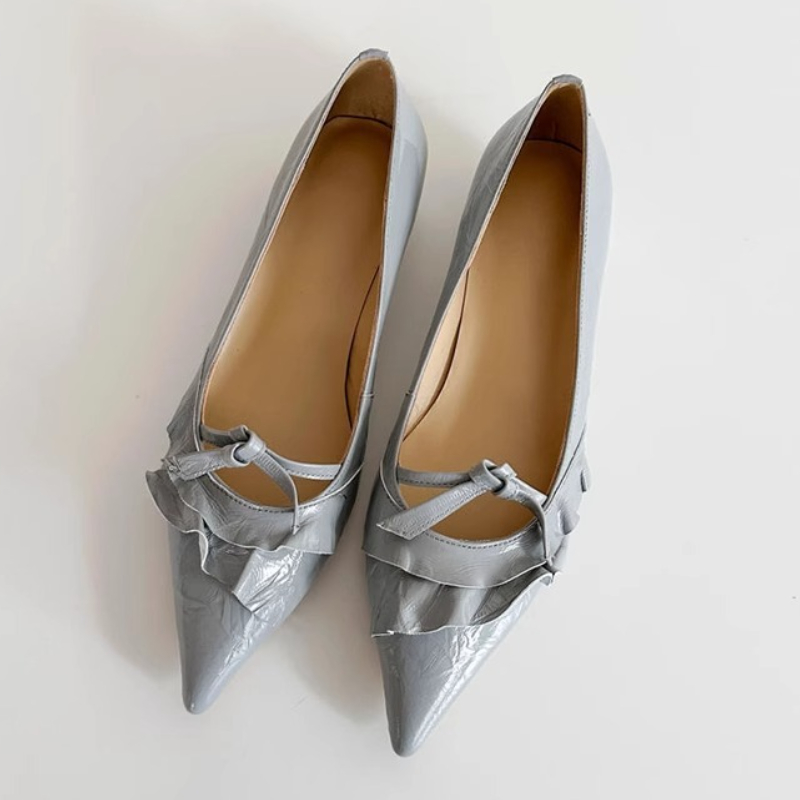 Elegant Leather Ruffles Low-he – Kitten Heel Women Bewertung und Preis