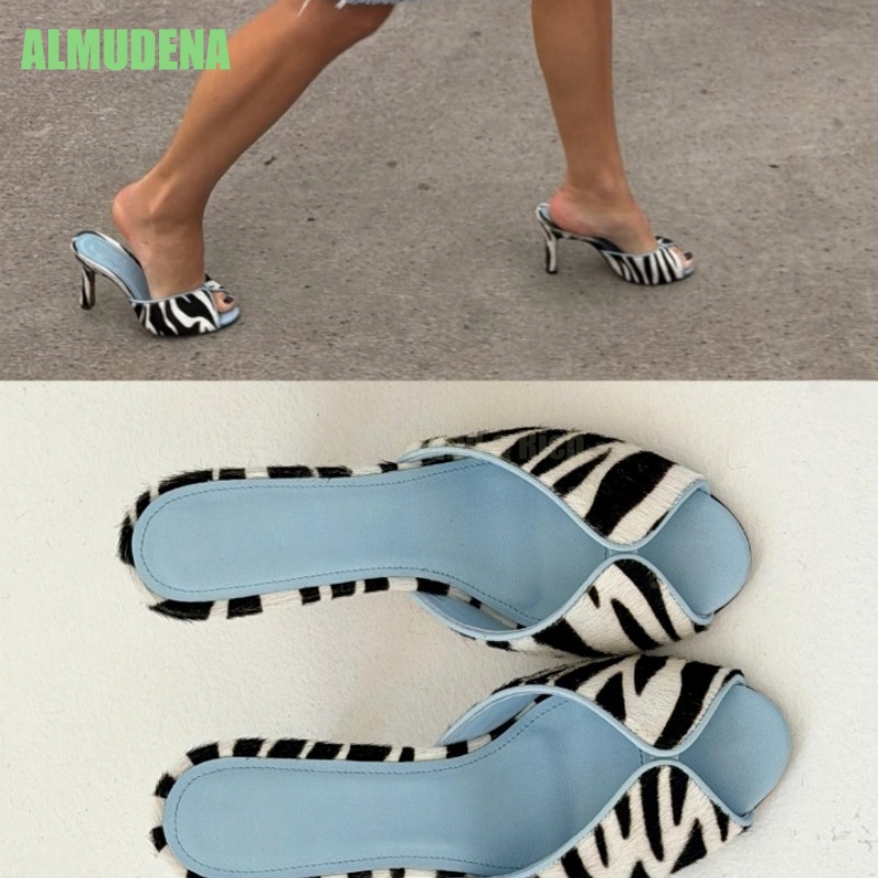 Zebra Print V-Cut Peep Toe Mul – Kitten Heel Women Bewertung und Preis