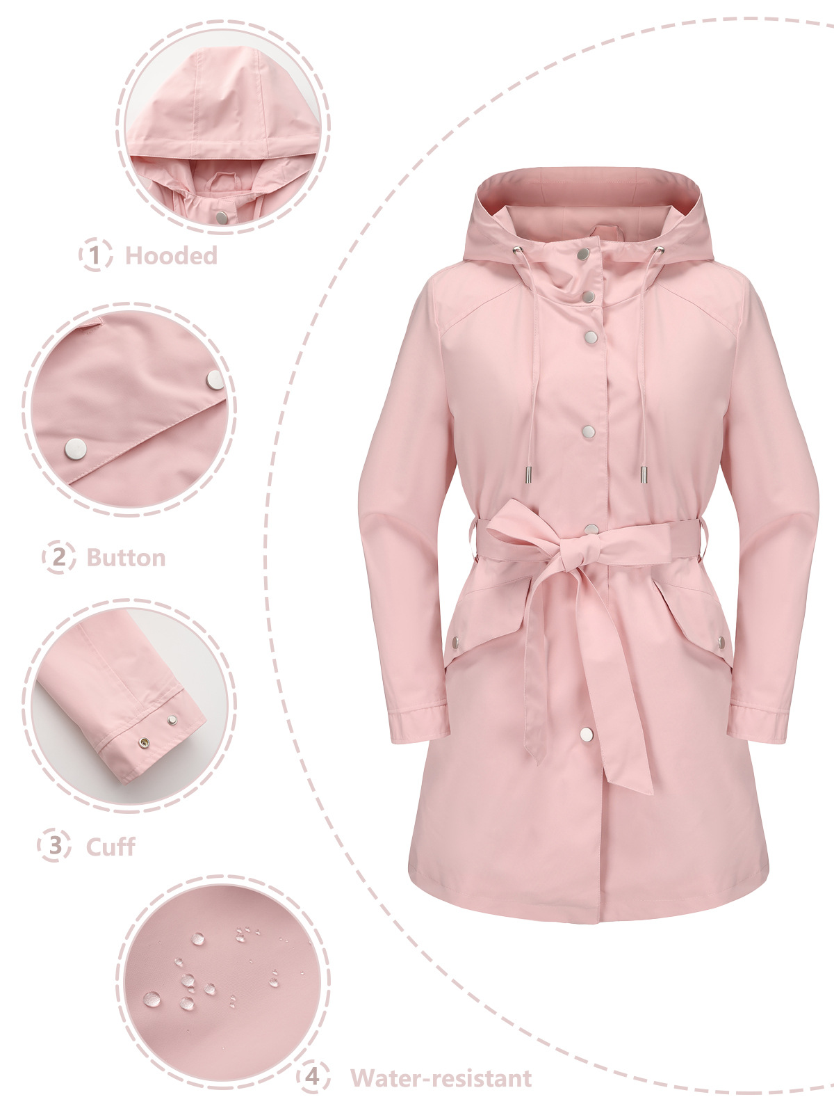 Spring Autumn New Hooded Water – Trench Coat Formal Bewertung und Preis
