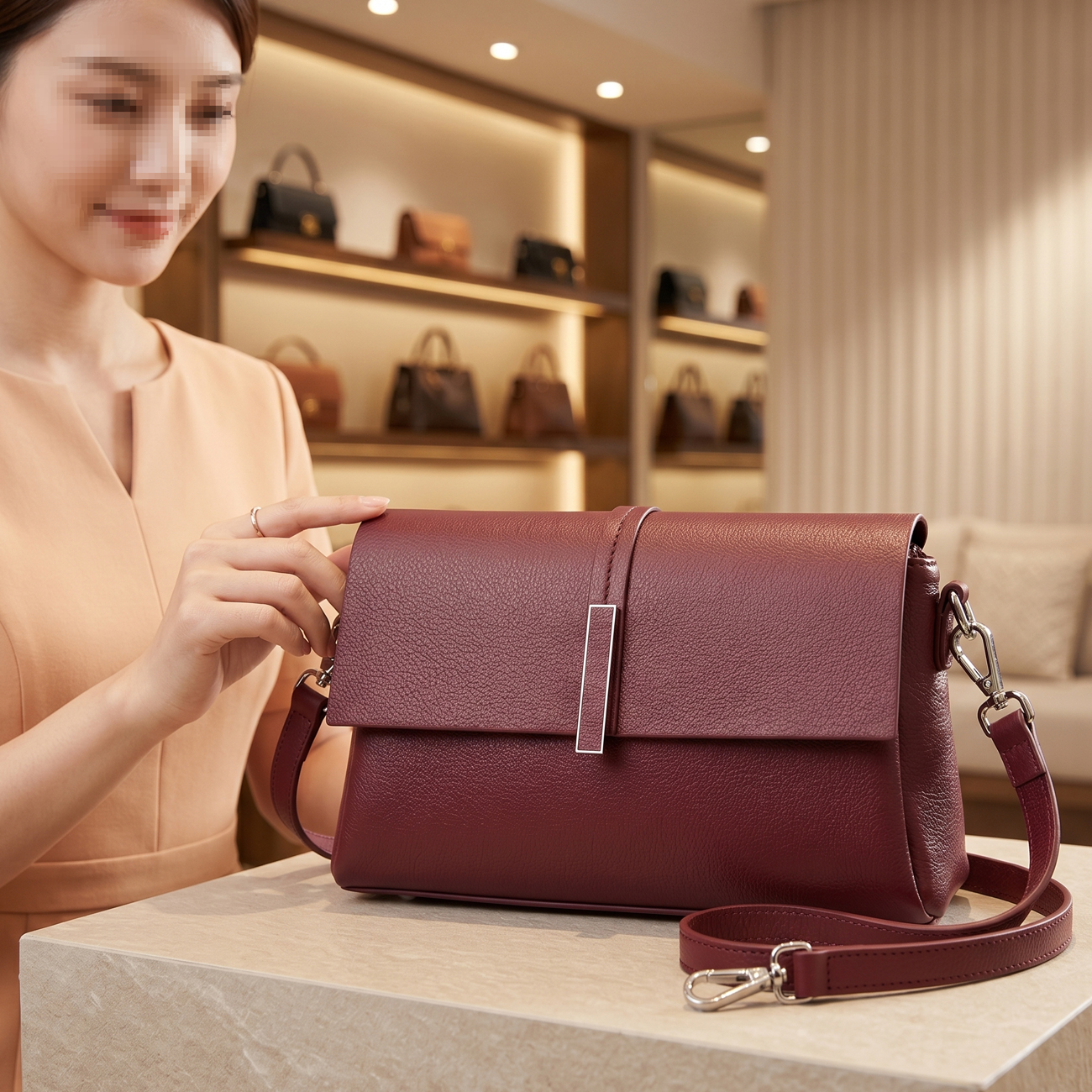 premium genuine leather handba – Shoulder Bag Structured Bewertung und Preis